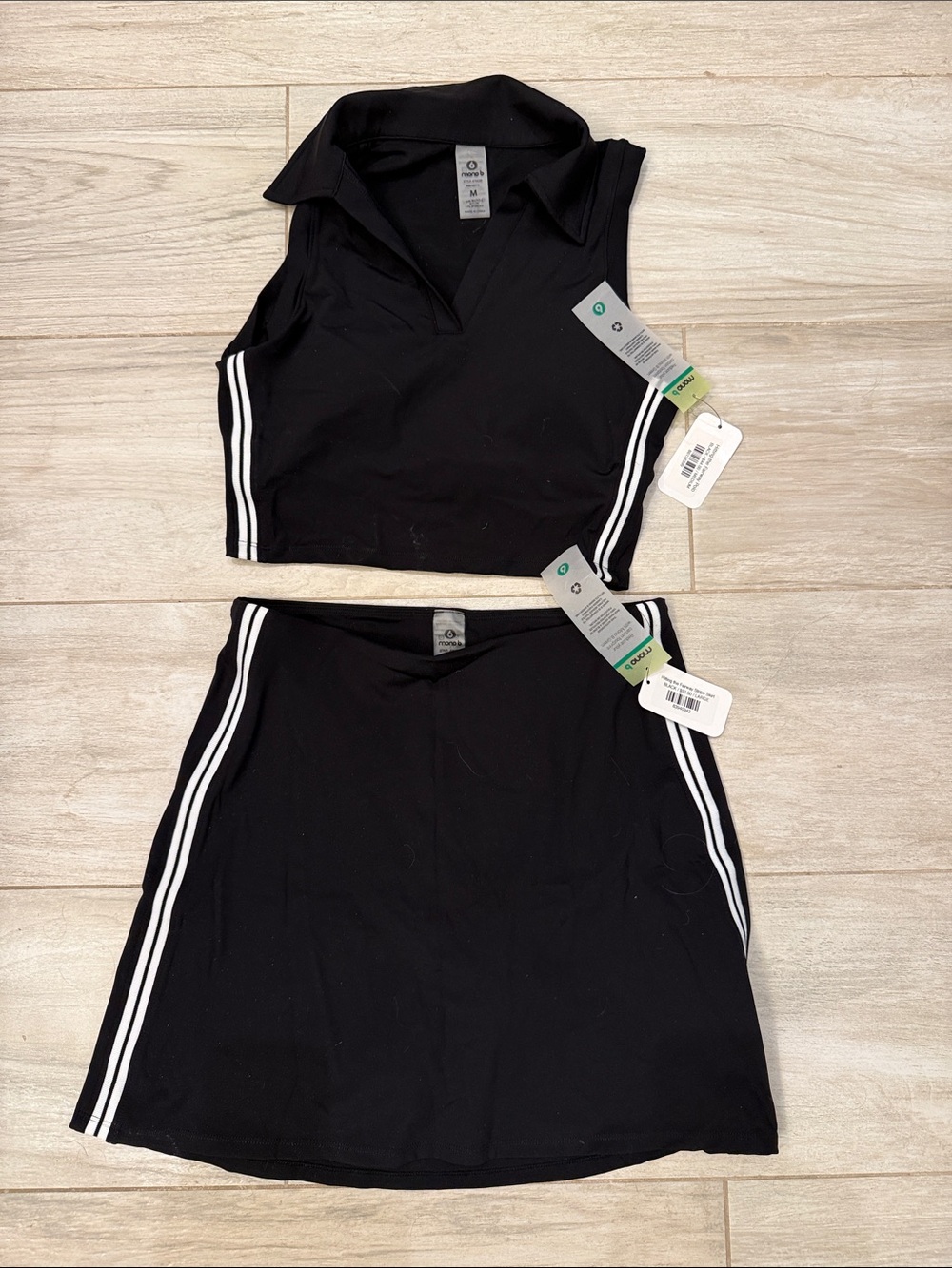 Mono B Black Activewear Set with White Accents